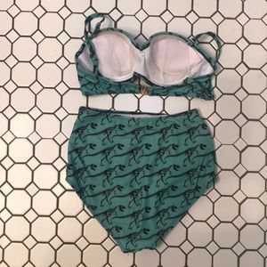 Modcloth Swim - T Rex high waisted bikini. Green. Modcloth Swim - T Rex high waisted bikini. Green.